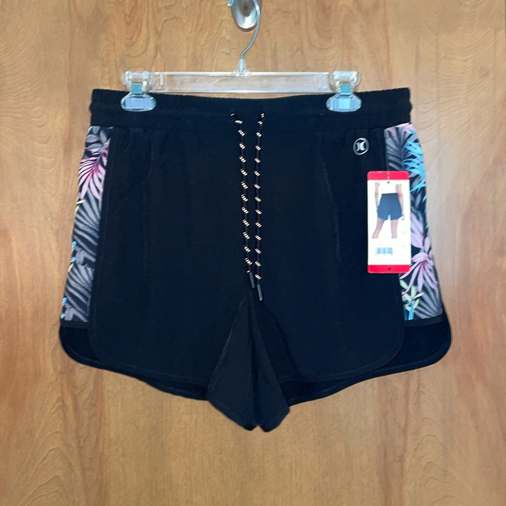 Hurley Women's Moisture Wicking Drawstring Shorts, Black , Size Medium NWT